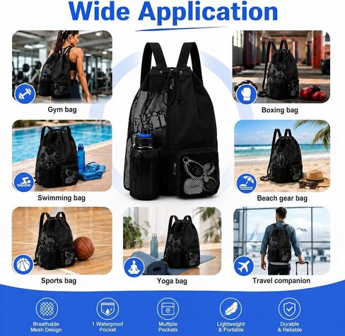 Kacctyen Boxing Gloves Bag Mesh Drawstring Backpack Boxing Gym Glove Sackpack for Sports Gym Training in Kuwait