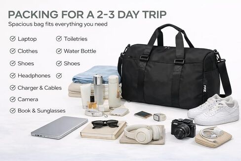 2-in-1 Gym Duffle Bag Backpack for Men & Women, Convertible Sports Bag with Shoe Compartment, Water-Resistant Travel Workout Bag for Gym, Fitness, Weekender, Black (black) in Saudi Arabia