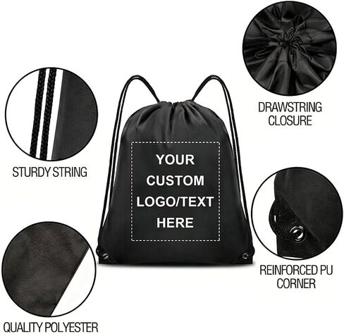 Grneric Custom Drawstring Bags with Logo Text 5/10/50/100 Pack Bulk Personalized Backpack Promotional Items for Gym, Travel & Everyday Use in Saudi Arabia