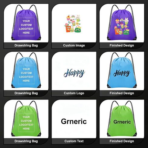 Grneric Custom Drawstring Bags with Logo Text 5/10/50/100 Pack Bulk Personalized Backpack Promotional Items for Gym, Travel & Everyday Use in Saudi Arabia