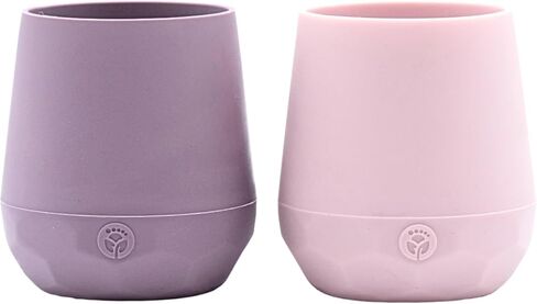 WeeSprout Silicone Baby Training Cups - Set of 2 Soft Silicone Cups - 2 oz Open Cup for Baby 6+ Months - Non-Slip Grip, Weighted Base - Gentle on Gums & Teeth (Pastel Blue & Pastel Coral) in Saudi Arabia