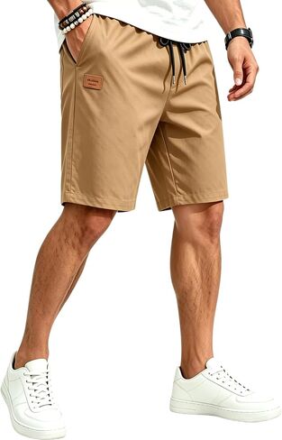 MioRoim Mens Casual Shorts 9" Chino Cotton Shorts Summer Beach Drawstring Shorts with Pockets in Saudi Arabia