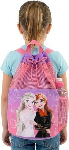Disney Frozen Anna And Elsa Backpack, Girls Swim Bag, Swimming Bags For Kids, Girls Beach Bag, One Size Purple in Kuwait