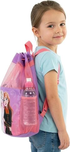 Disney Frozen Anna And Elsa Backpack, Girls Swim Bag, Swimming Bags For Kids, Girls Beach Bag, One Size Purple in Kuwait