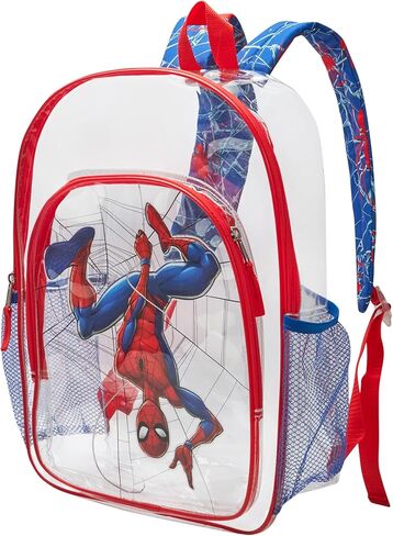 Fast Forward Spiderman Backpack - 16 inch Clear Backpack for Kids Water Resistant School Bag with Padded Straps & Pockets, Size One Size, Spiderman Blue in Kuwait