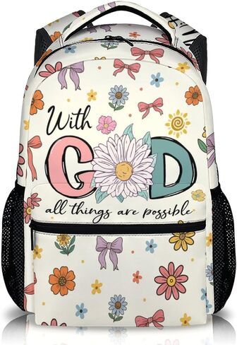Girls Backpack Christian Backpacks for School Travel Casual, Large Capacity Book Bag for Kindergarten Elementary Middle Students in Kuwait