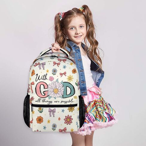 Girls Backpack Christian Backpacks for School Travel Casual, Large Capacity Book Bag for Kindergarten Elementary Middle Students in Kuwait