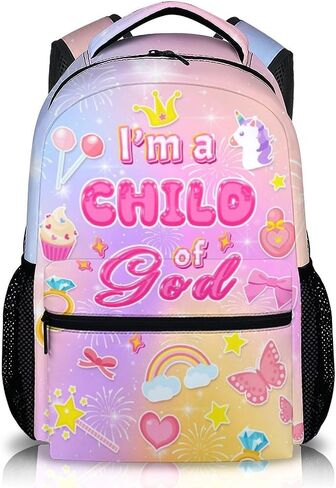 Girls Backpack Christian Backpacks for School Travel Casual, Large Capacity Book Bag for Kindergarten Elementary Middle Students in Kuwait