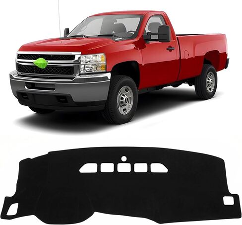 FIILINES Dash Cover Compatible with Chevrolet Silverado/GMC Sierra 2007-2013 (Only Fits with Two Glove Boxes) Dashboard Mat Cover Sunshade Nonslip Mesh Protector No Glare Accessories in Saudi Arabia