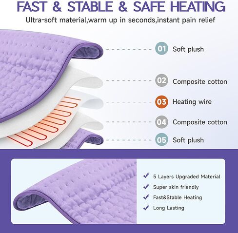 Heating Pad for Neck and Shoulders and Back, Electric Heating Pad for Period Cramps with 6 Heating & 4 Timer Setting, Easy Machine Washable, Best Gifts for Parents (17'' x 33'') in Saudi Arabia