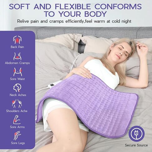Heating Pad for Neck and Shoulders and Back, Electric Heating Pad for Period Cramps with 6 Heating & 4 Timer Setting, Easy Machine Washable, Best Gifts for Parents (17'' x 33'') in Saudi Arabia