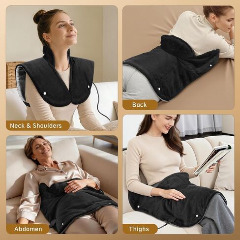 30S Fast Heating Pad for Neck Shoulders and Back, 6X Deeper Pain Relief, Up to160℉ Far Infrared Heat Pad with 8 Temps & 16 Auto-Off Timers, Memory Function, 24"X20" Extra Large, Gifts for Father's Day in Saudi Arabia
