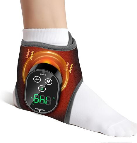 Ankle Massager for Pain Relief, Foot and Ankle Massage with Heat for Neuropathy, Cordless Ankle Heating Pad for Circulation Black in Saudi Arabia