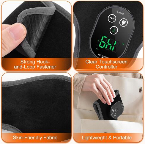 Ankle Massager for Pain Relief, Foot and Ankle Massage with Heat for Neuropathy, Cordless Ankle Heating Pad for Circulation Black in Saudi Arabia