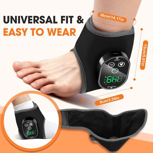 Ankle Massager for Pain Relief, Foot and Ankle Massage with Heat for Neuropathy, Cordless Ankle Heating Pad for Circulation Black in Saudi Arabia