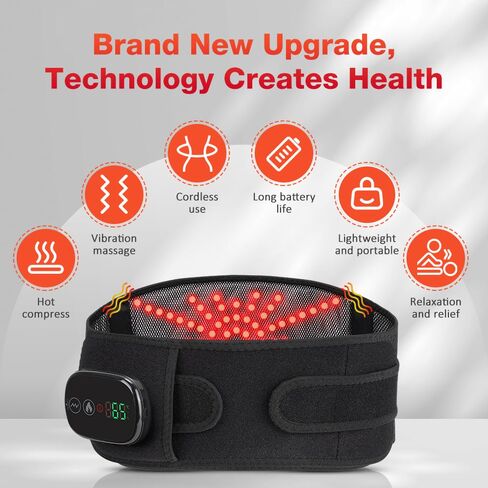NORTHERN BROTHERS Cordless Heating Pad for Back Pain Relief with Vibration, Heated Waist Belt Wrap for Lower Back & Period Cramps, 5000mAh, 3 Heat & 3 Vibration Modes, Adjustable up to 58", Black in Saudi Arabia