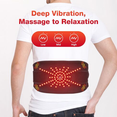 NORTHERN BROTHERS Cordless Heating Pad for Back Pain Relief with Vibration, Heated Waist Belt Wrap for Lower Back & Period Cramps, 5000mAh, 3 Heat & 3 Vibration Modes, Adjustable up to 58", Black in Saudi Arabia