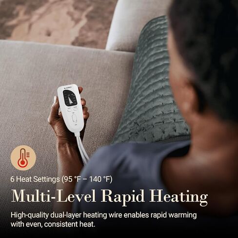 CuPiLo Heating Pad for Back, FSA Eligible HSA Store 17"x33" Large Heat Pad for Period Cramps, Electric Heating Pads for Neck and Shoulders and Back, 6 Heat Settings, Fathers Day Dad Gifts for Men in Saudi Arabia