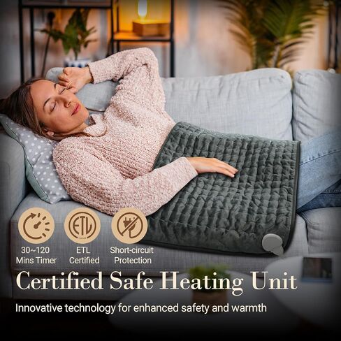 CuPiLo Heating Pad for Back, FSA Eligible HSA Store 17"x33" Large Heat Pad for Period Cramps, Electric Heating Pads for Neck and Shoulders and Back, 6 Heat Settings, Fathers Day Dad Gifts for Men in Saudi Arabia