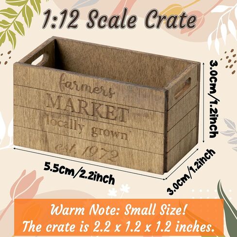 Miniature Vintage Rustic Farmhouse Crate - Retro Mini Farmhouse Tiered Tray Decor Wooden Milk Crate Fruit Flower Basket Decorative Box Miniature Garden Farm Accessories Home Decoration in Kuwait