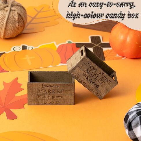 Miniature Vintage Rustic Farmhouse Crate - Retro Mini Farmhouse Tiered Tray Decor Wooden Milk Crate Fruit Flower Basket Decorative Box Miniature Garden Farm Accessories Home Decoration in Kuwait