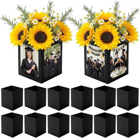 12 Pcs Graduation Picture Centerpieces Box For Table, 6/7in Photo Frame Props For Congrats Grad Graduation Party, Table Decoration For Wedding, Birthday, Graduation Decoration(Black) in Kuwait