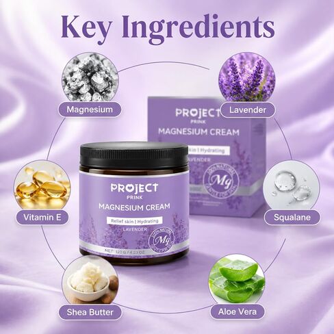 Magnesium Cream & Lotion for Pain Relief and Sleep, Topical Magnesium Butter for Muscle Aches, Leg Cramps & Stress Relief, Non-Greasy, Gentle Formula (Lavender) in Saudi Arabia