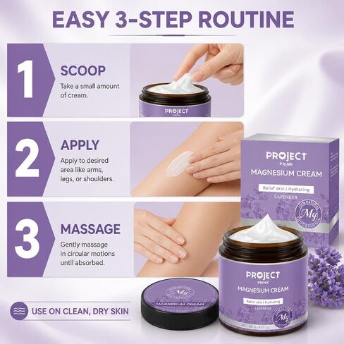 Magnesium Cream & Lotion for Pain Relief and Sleep, Topical Magnesium Butter for Muscle Aches, Leg Cramps & Stress Relief, Non-Greasy, Gentle Formula (Lavender) in Saudi Arabia