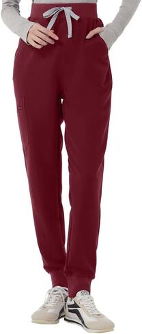 Kitmaz High Waisted Scrub Pants for Women - 4-Way Stretch Anti-Wrinkle Medical Slim Fit Jogger Pants, Drawstring & 5 Pockets in Saudi Arabia