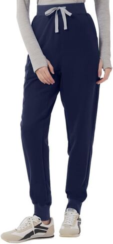 Kitmaz High Waisted Scrub Pants for Women - 4-Way Stretch Anti-Wrinkle Medical Slim Fit Jogger Pants, Drawstring & 5 Pockets in Saudi Arabia
