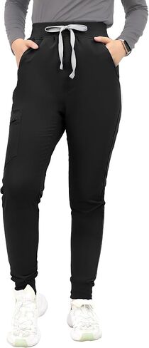 Kitmaz High Waisted Scrub Pants for Women - 4-Way Stretch Anti-Wrinkle Medical Slim Fit Jogger Pants, Drawstring & 5 Pockets in Saudi Arabia