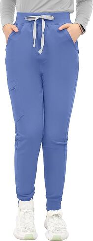 Kitmaz High Waisted Scrub Pants for Women - 4-Way Stretch Anti-Wrinkle Medical Slim Fit Jogger Pants, Drawstring & 5 Pockets in Saudi Arabia