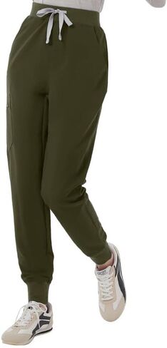 Kitmaz High Waisted Scrub Pants for Women - 4-Way Stretch Anti-Wrinkle Medical Slim Fit Jogger Pants, Drawstring & 5 Pockets in Saudi Arabia
