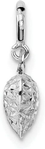 Lovely Rita's 14K White Gold Hollow D.C Finish 3-D Heart Design Spring Ring Clasp Charm Pendant in Saudi Arabia