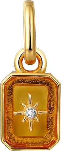 CAITLYNMINIMALIST Dainty Gold Charm for Necklace or Bracelet, Mini 8mm North Star Birthstone Charm, 18K Gold Plated Silver, Personalized Birthday Gift for Women, Jewelry in Kuwait