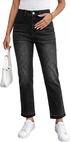 BLENCOT Women Maternity Pants High Waisted Straight Leg Ankle Jeans | Comfy Work Waistband With Skinny Elastic Stretch, Plus Size Outfits For Pregnant Clothes in Kuwait