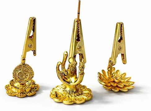 3pcs Incense Holder Clip - Brass Incense Burner Stand with Lotus Base for Yoga, Meditation, Home Office Decor, Aromatherapy Supplies in Saudi Arabia