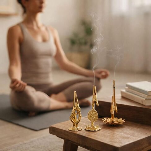 3pcs Incense Holder Clip - Brass Incense Burner Stand with Lotus Base for Yoga, Meditation, Home Office Decor, Aromatherapy Supplies in Saudi Arabia