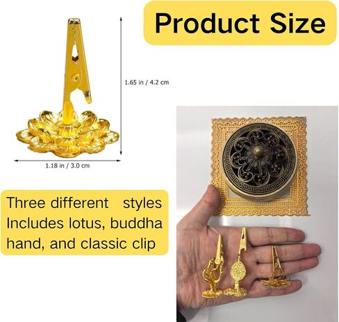 3pcs Incense Holder Clip - Brass Incense Burner Stand with Lotus Base for Yoga, Meditation, Home Office Decor, Aromatherapy Supplies in Saudi Arabia