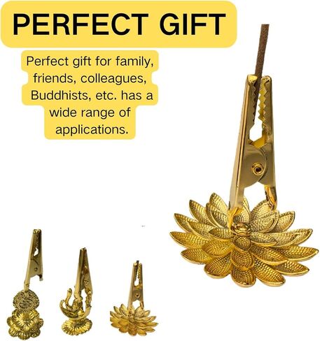3pcs Incense Holder Clip - Brass Incense Burner Stand with Lotus Base for Yoga, Meditation, Home Office Decor, Aromatherapy Supplies in Saudi Arabia