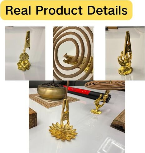 3pcs Incense Holder Clip - Brass Incense Burner Stand with Lotus Base for Yoga, Meditation, Home Office Decor, Aromatherapy Supplies in Saudi Arabia