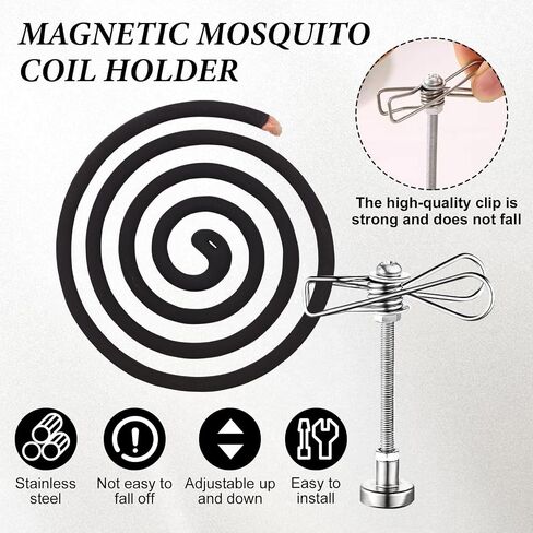 Magnetic Mosquito Coil Holder - Portable Metal Stands Strong Magnet Base for Outdoor Use, Reusable Bracket for Home, Patio, Backyard 2PCS in Saudi Arabia