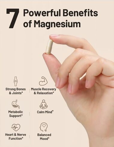Triple Magnesium Complex 500mg 7 in 1 Magnesium Supplement with Glycinate Malate Citrate | High Absorption | 90 Capsules Portable for Home Outdoor Silica Mineral Supplements in Saudi Arabia