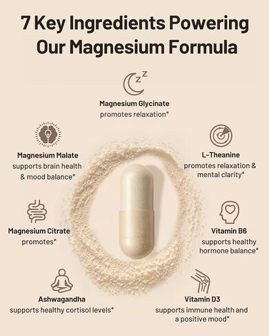 Triple Magnesium Complex 500mg 7 in 1 Magnesium Supplement with Glycinate Malate Citrate | High Absorption | 90 Capsules Portable for Home Outdoor Silica Mineral Supplements in Saudi Arabia
