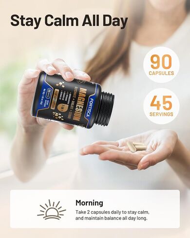 Triple Magnesium Complex 500mg 7 in 1 Magnesium Supplement with Glycinate Malate Citrate | High Absorption | 90 Capsules Portable for Home Outdoor Silica Mineral Supplements in Saudi Arabia