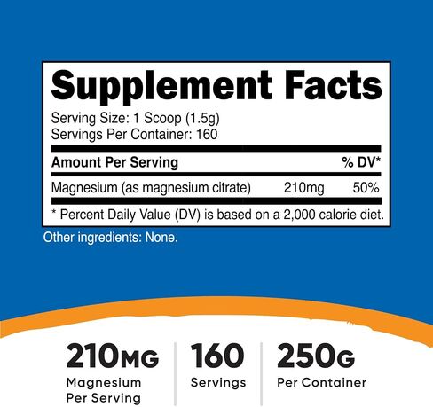 Nutricost Magnesium Citrate Powder (Unflavored, 250 Gram) in Kuwait