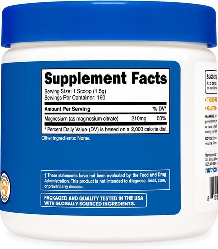 Nutricost Magnesium Citrate Powder (Unflavored, 250 Gram) in Kuwait