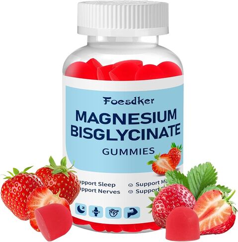 Magnesium Bisglycinate Gummies, with 400mg Magnesium Bisglycinate Chelate, Sea Salt,Strawberry Extract,Support Sleep&Nervous,Overall Health in Saudi Arabia