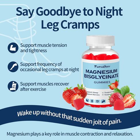 Magnesium Bisglycinate Gummies, with 400mg Magnesium Bisglycinate Chelate, Sea Salt,Strawberry Extract,Support Sleep&Nervous,Overall Health in Saudi Arabia