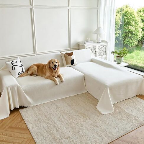 Waterproof Sectional Couch Covers,L Shaped Couch Covers for Pets Washable Sofa Covers for Dogs Sofa SlipCover for Sectional Couches Protector Covers for Living Room (71" x 118" + 71" x 118", Beige) in Saudi Arabia
